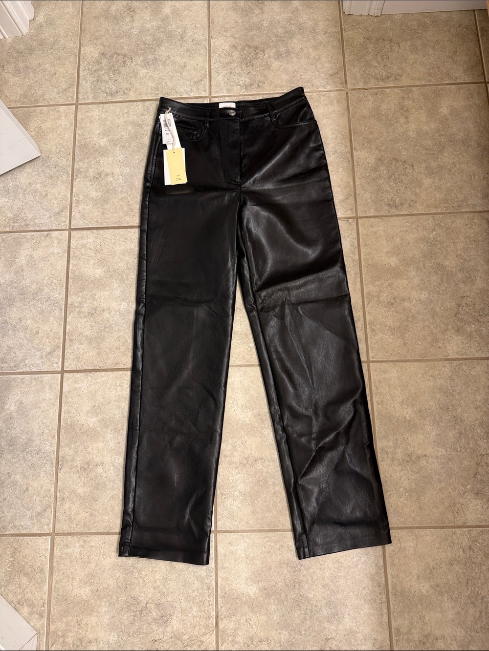 Women’s Wilfred Black Faux Leather Straight-Leg Pants size 6